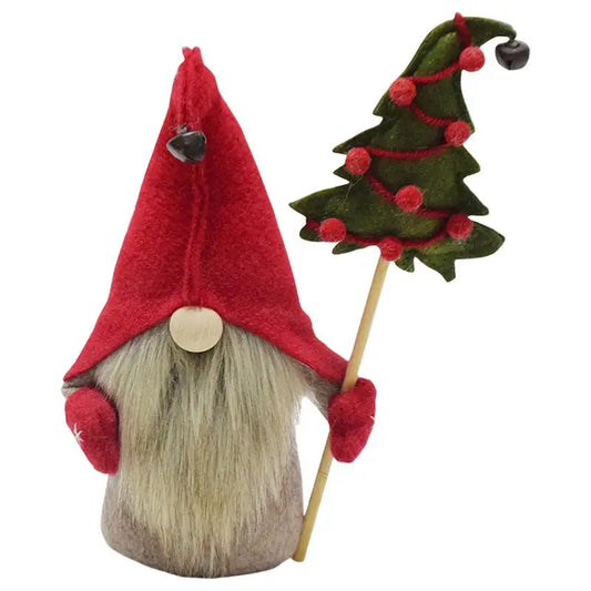 Christmas Gnome Doll Decoration Hold a Wand Plush Gnomes Ornaments Dwarf Home Table Decor 2024 Xmas Navidad