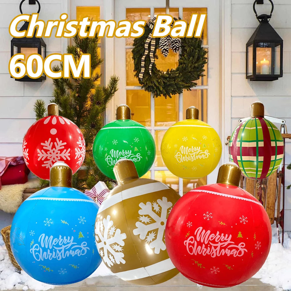 60CM Inflatable Christmas Ball Decorative Balls 2024 New Year Navidad Christmas Decoration PVC Giant Big Ball