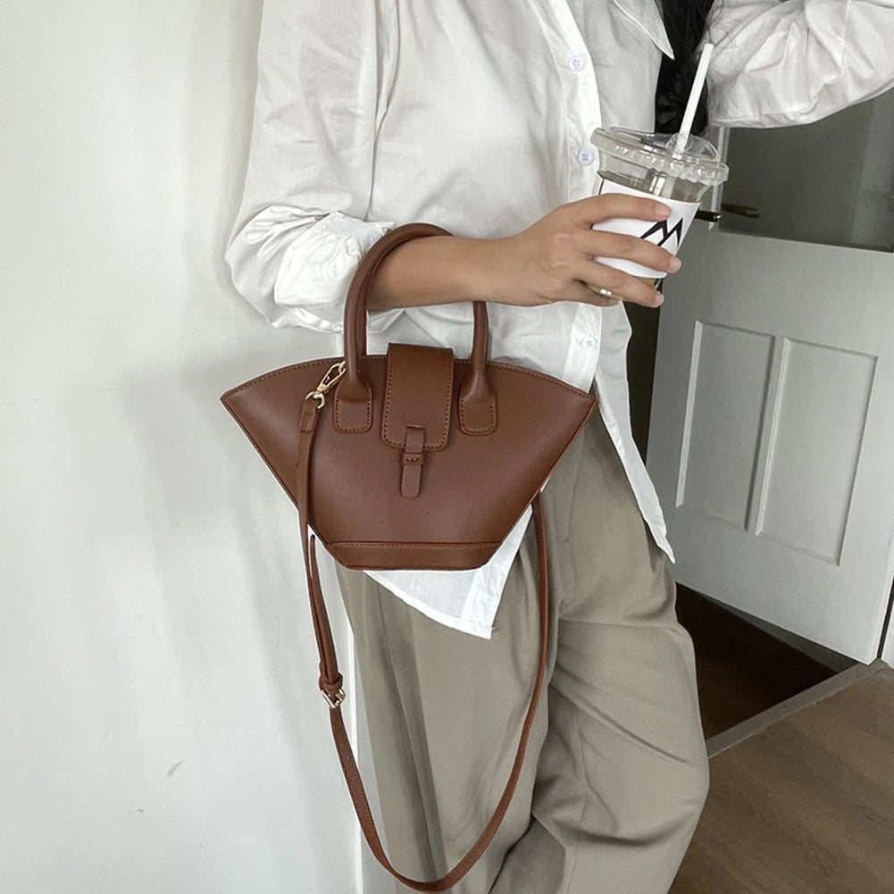 Trapezoid Bucket Bag for Women Luxury Designer Shoulder Bags 2024 PU Leather Female Fashion Handbag Purses Trendy Crossbody Bag