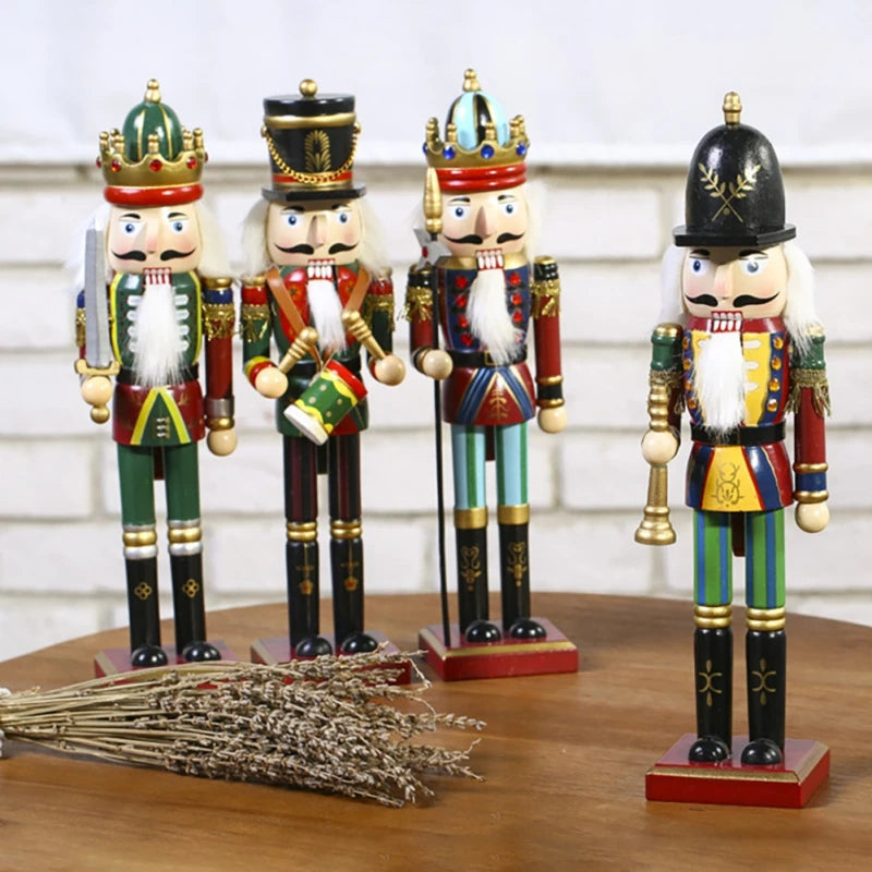 Nutcracker Puppet Soldier Setup Creative Display Craft Gifts Family Christmas Decor Soldier Doll Wooden Antique Puppet Display