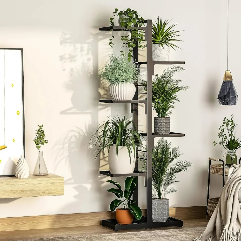 Plant Stand Indoor Tall Shelf - 6 Tier Adjustable Metal Plant Stands for Indoor and Outdoor