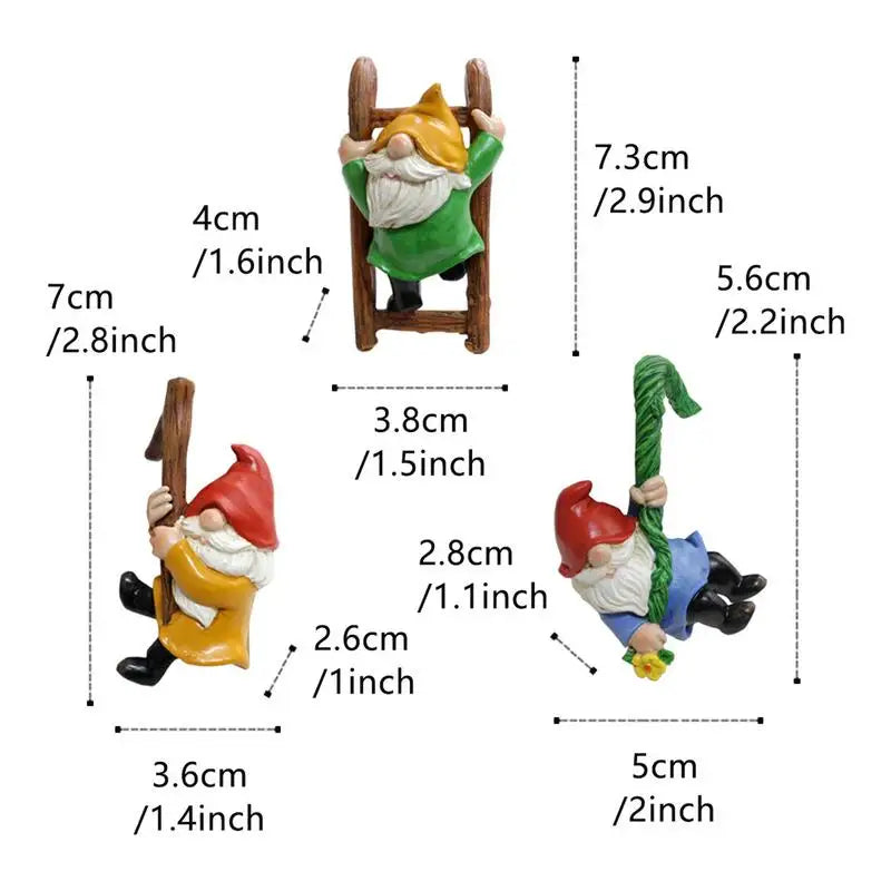 Garden Gnome Statue Elf Tree Climbing Gnomes Sculpture Mini Garden Dwarf Figurines Ornaments For Outdoor Plant Pot Decor